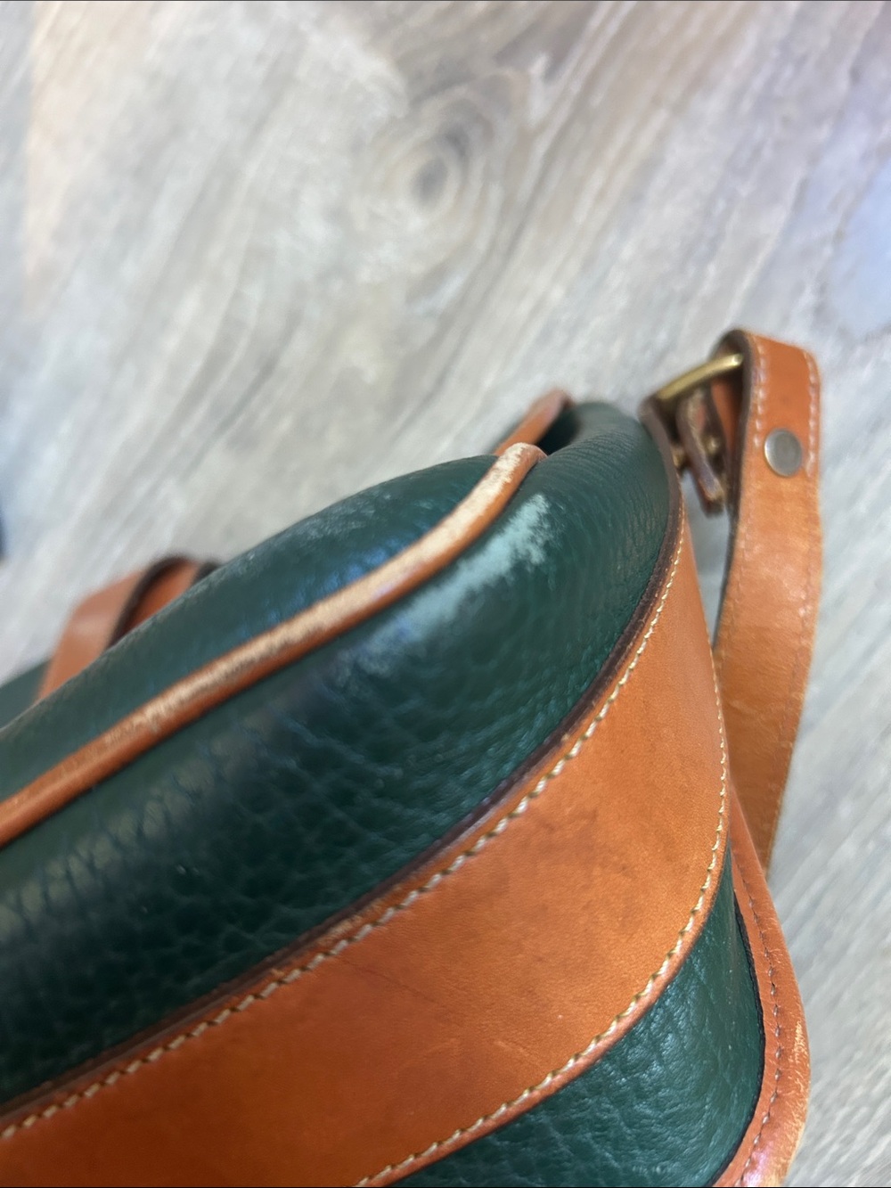 Dooney & Bourke Dark Green Pebbled Leather Crossbody with Tan Trim - Picture 14 of 16